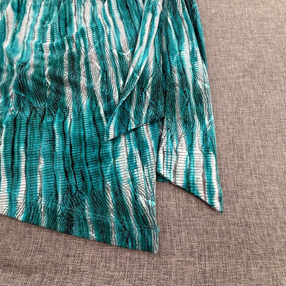 BCBG Maxazria faux Wrap Dress Teal Sleeveless Small V-Neckline Tie Side Stretchy - Picture 5 of 14